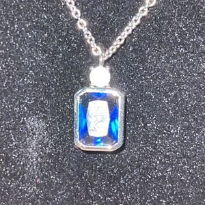 NWT Eliot Danori rectangular blue sapphire colour chain necklace